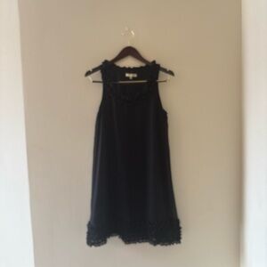 Black Sleeveless Dress with Lace Trim